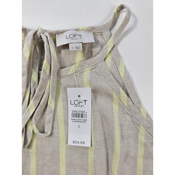 NWT Ann taylor linen blend summer tank career casual layering beige yellow Small - Picture 5 of 8